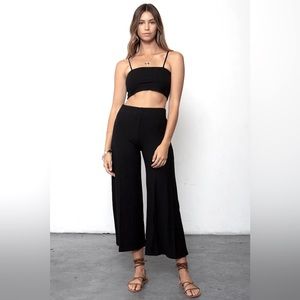 NWOT - STILLWATER - THE RIB WIDE LEG CROP PANT in BLACK Size SMALL